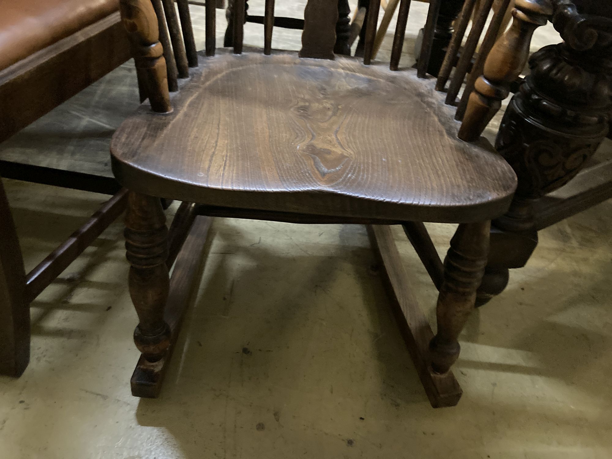 Two ash and elm Windsor rocking armchairs